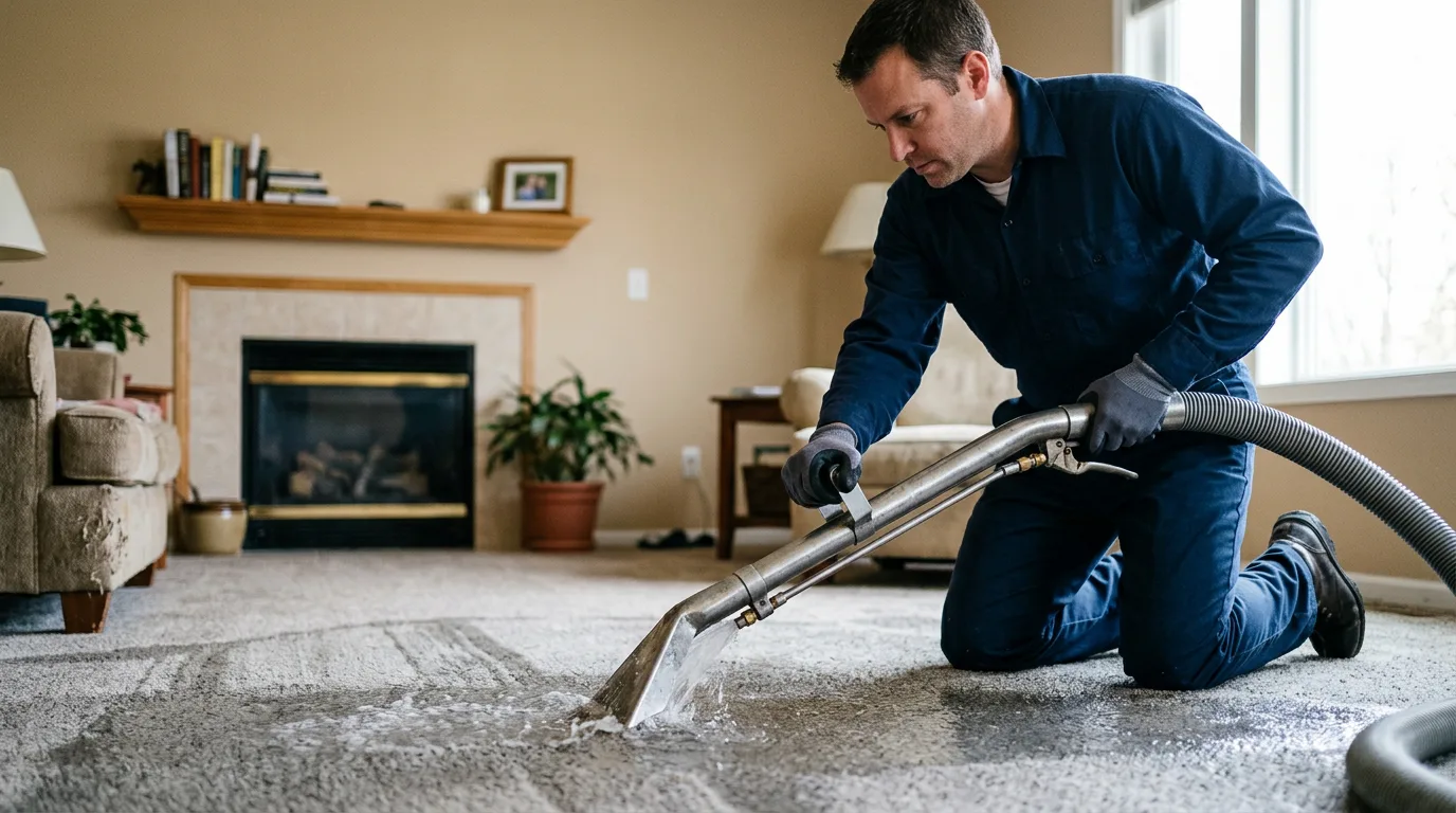 Water damage restoration technician working near Middletown, CT
